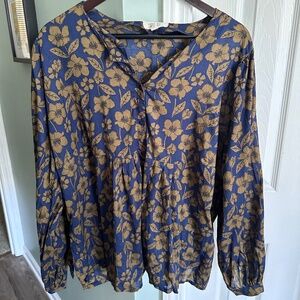 SEASALT Cornwall Thornapple Blouse - Organic Cotton -Navy + Gold - UK 22/ US 18
